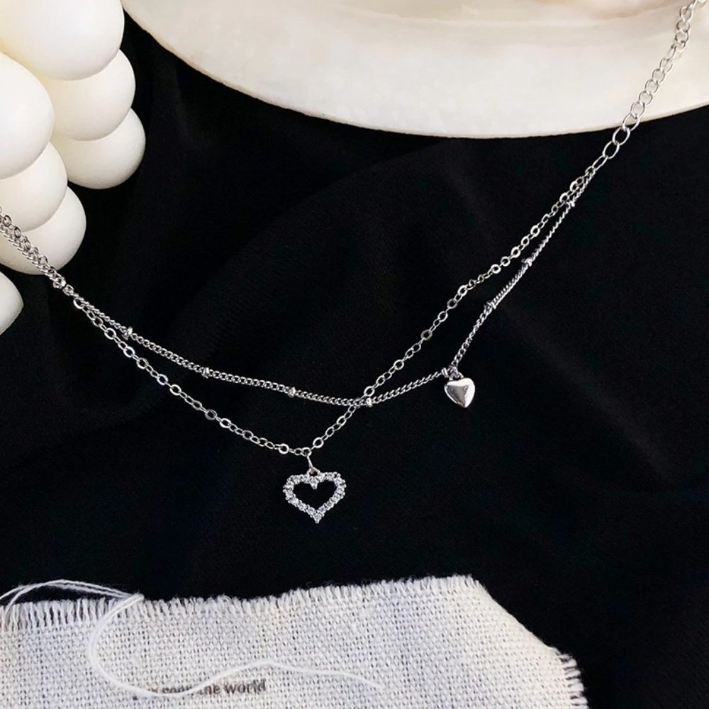 NEW 925 Sterling Silver Diamond Heart Layer Anklet - Picture 8 of 12